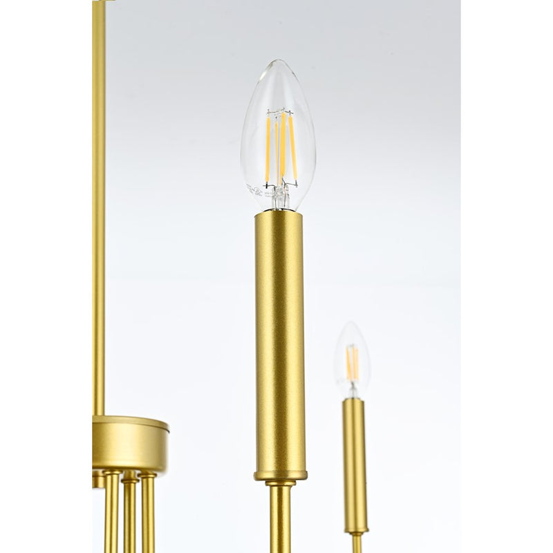 Elegant Lighting Willa 6 Light 26"L Pendant, Brass