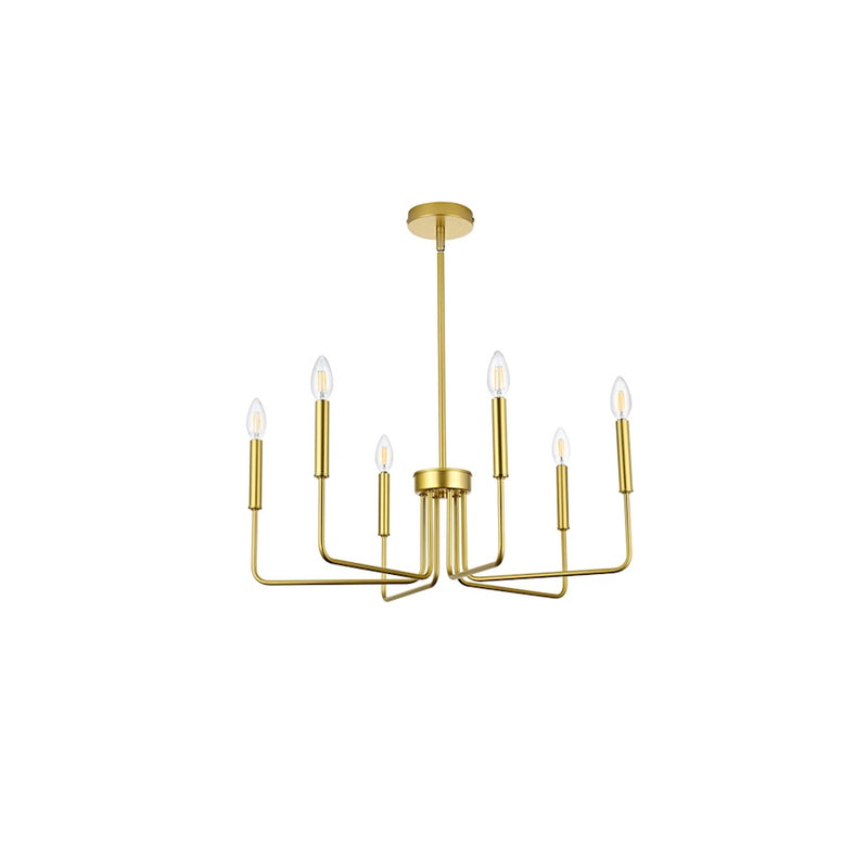 Elegant Lighting Willa 6 Light 26"L Pendant, Brass