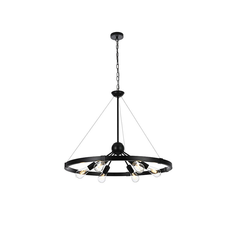 Elegant Lighting Thora 6 Light 32" Pendant, Black
