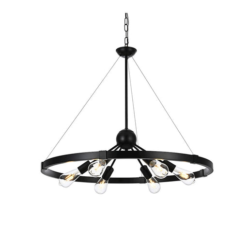 Elegant Lighting Thora 6 Light 32" Pendant, Black