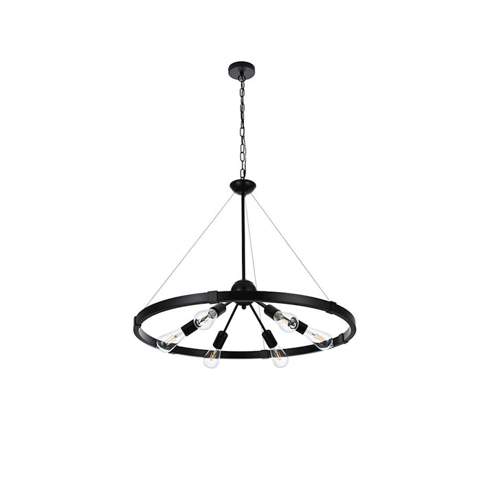 Elegant Lighting Thora 6 Light 32" Pendant, Black
