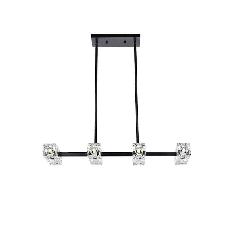 Elegant Lighting Lyra 8 Light 30" Pendant, Black/Clear