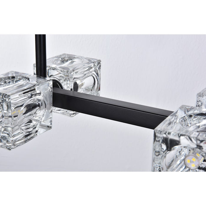 Elegant Lighting Lyra 8 Light 30" Pendant, Black/Clear
