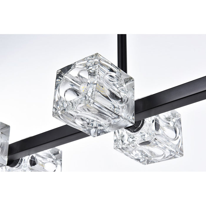 Elegant Lighting Lyra 8 Light 30" Pendant, Black/Clear
