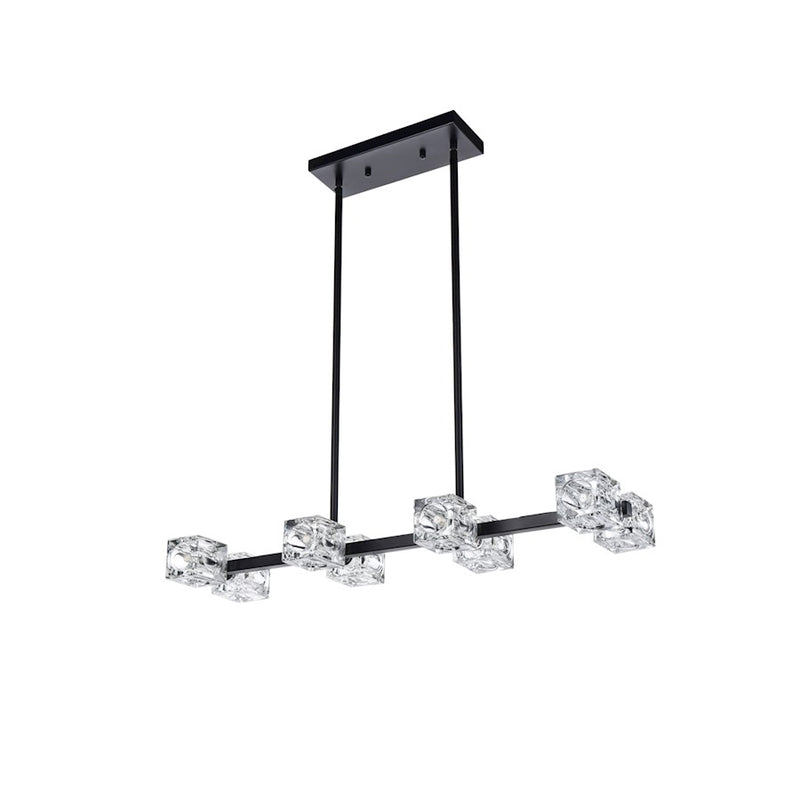 Elegant Lighting Lyra 8 Light 30" Pendant, Black/Clear