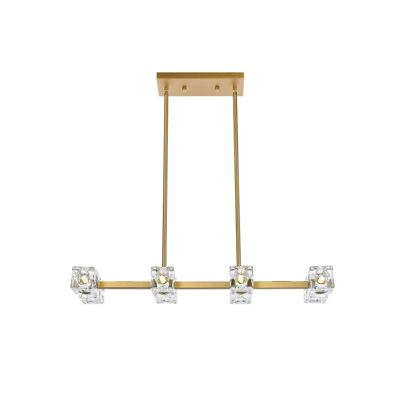 Elegant Lighting Lyra 8 Light 30" Pendant, Satin Gold/Clear