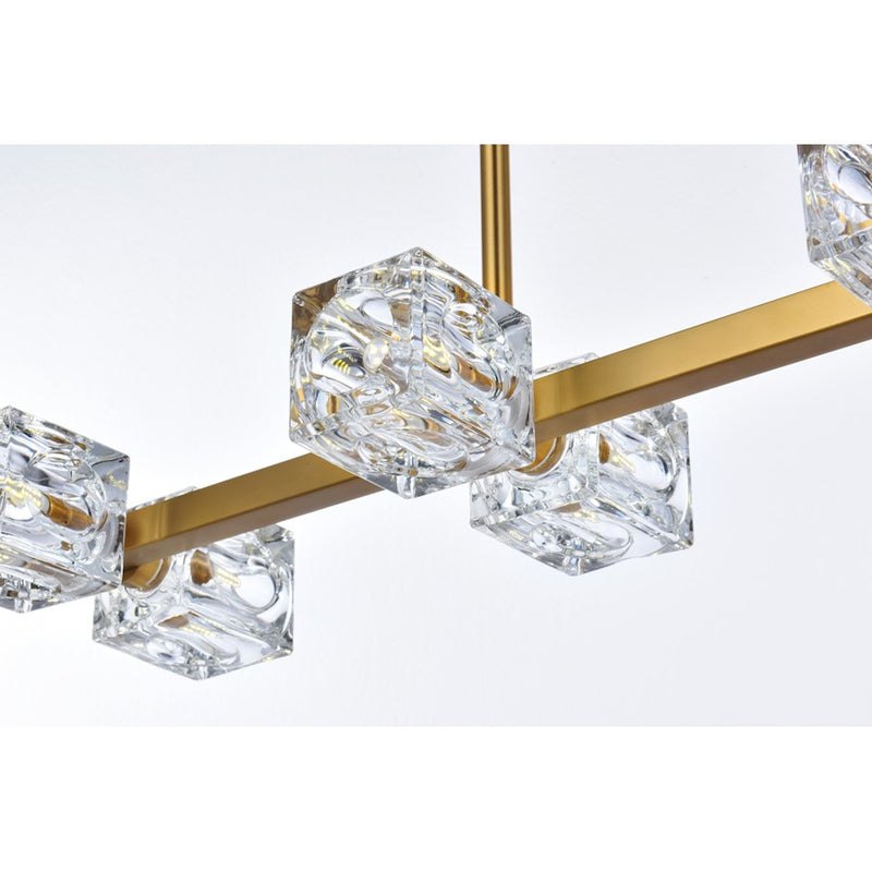 Elegant Lighting Lyra 8 Light 30" Pendant, Satin Gold/Clear