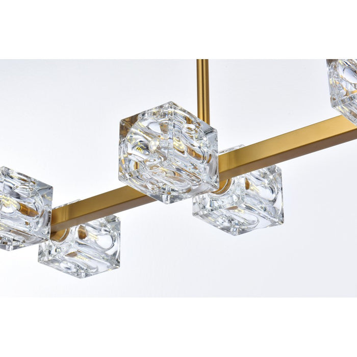 Elegant Lighting Lyra 8 Light 30" Pendant, Satin Gold/Clear