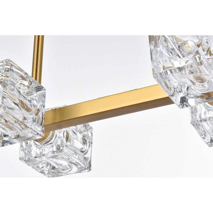 Elegant Lighting Lyra 8 Light 30" Pendant, Satin Gold/Clear