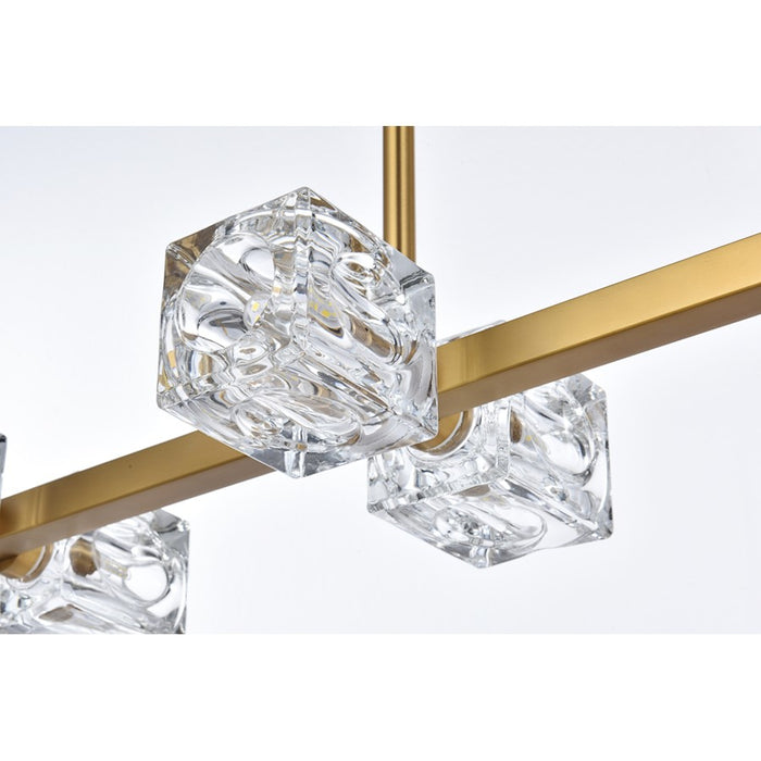 Elegant Lighting Lyra 8 Light 30" Pendant, Satin Gold/Clear