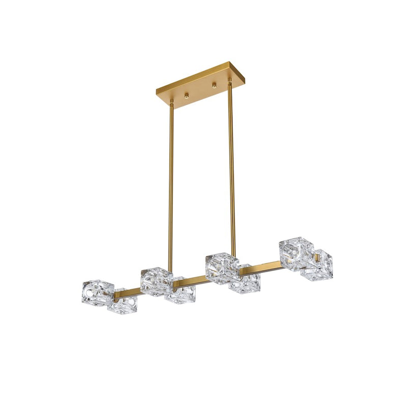 Elegant Lighting Lyra 8 Light 30" Pendant, Satin Gold/Clear