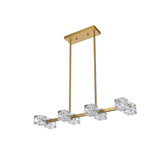 Elegant Lighting Lyra 8 Light 30" Pendant, Satin Gold/Clear