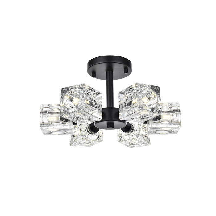 Elegant Lighting Lyra 6 Light 14" Flush Mount, Black/Clear - LD920F14BK