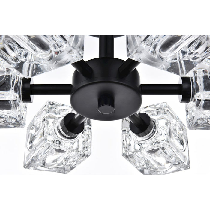 Elegant Lighting Lyra 6 Light 14" Flush Mount, Black/Clear