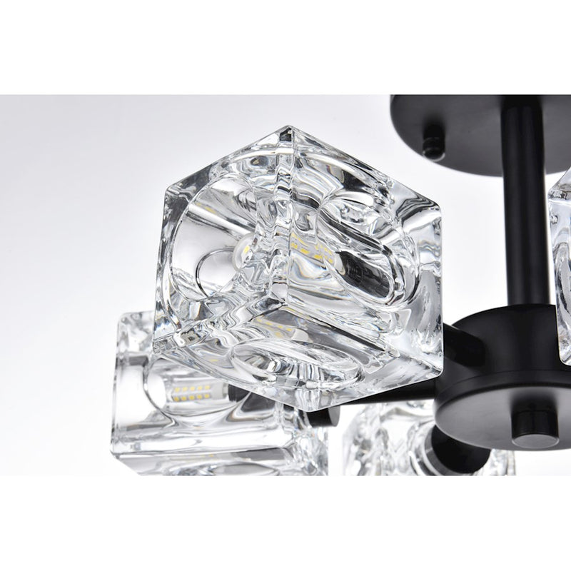 Elegant Lighting Lyra 6 Light 14" Flush Mount, Black/Clear