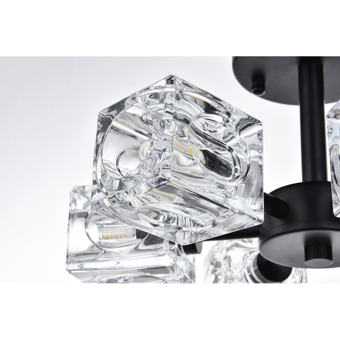 Elegant Lighting Lyra 6 Light 14" Flush Mount, Black/Clear