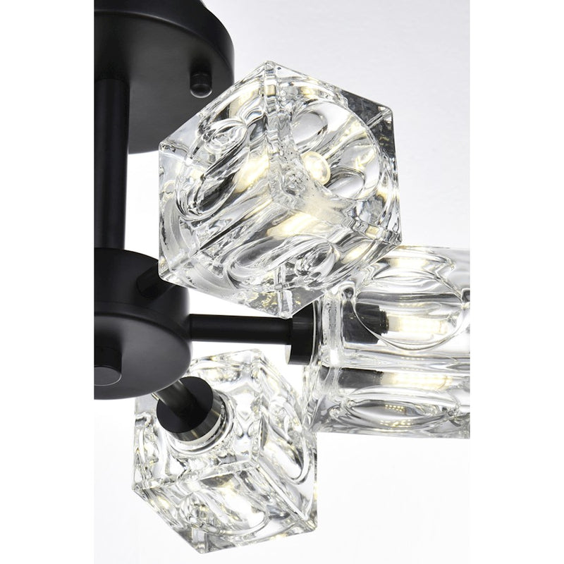 Elegant Lighting Lyra 6 Light 14" Flush Mount, Black/Clear