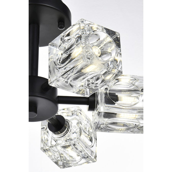Elegant Lighting Lyra 6 Light 14" Flush Mount, Black/Clear