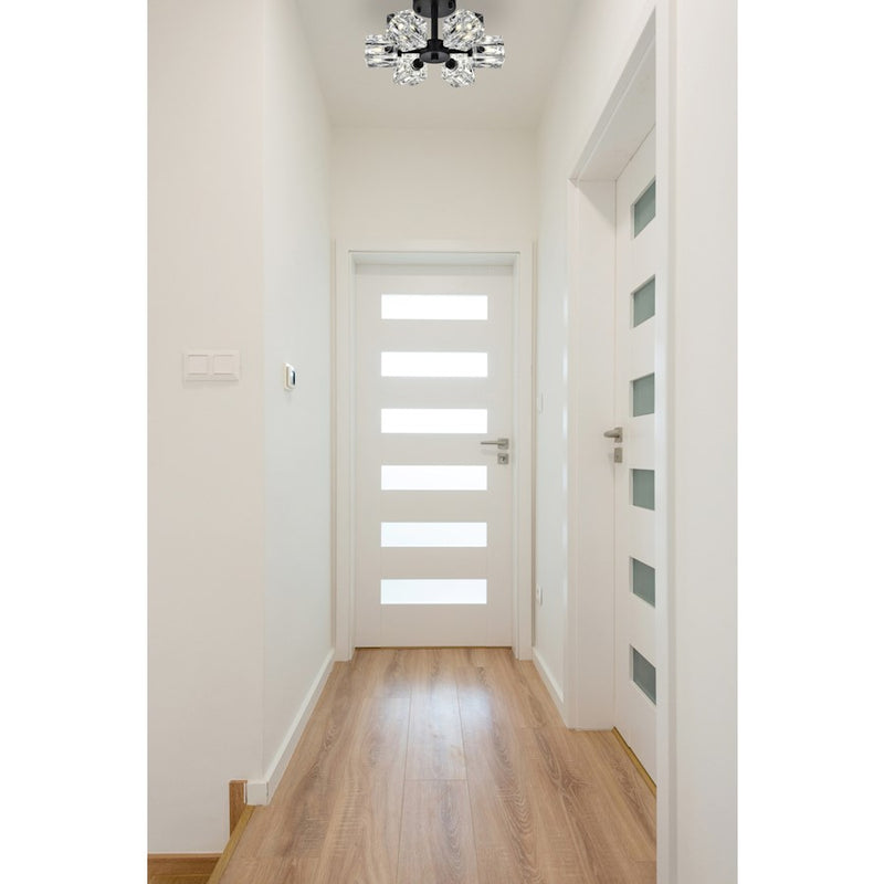 Elegant Lighting Lyra 6 Light 14" Flush Mount, Black/Clear