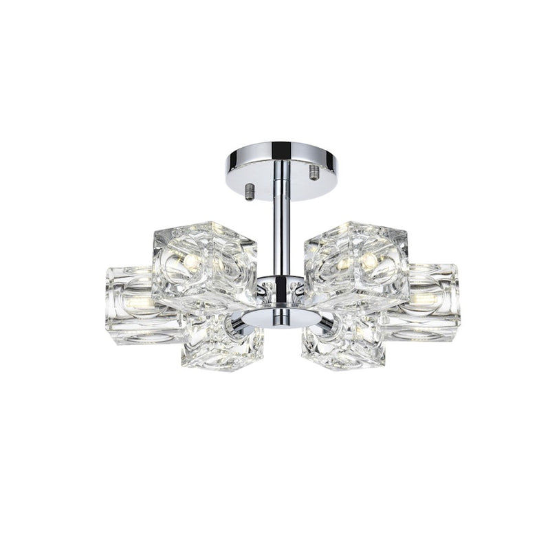 Elegant Lighting Lyra 6 Light 14" Flush Mount, Chrome/Clear