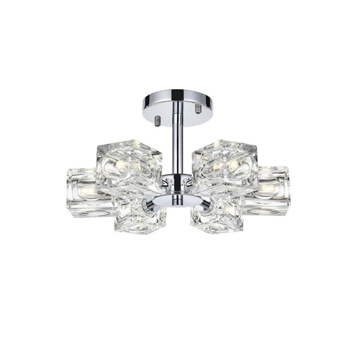 Elegant Lighting Lyra 6 Light 14" Flush Mount, Chrome/Clear - LD920F14C