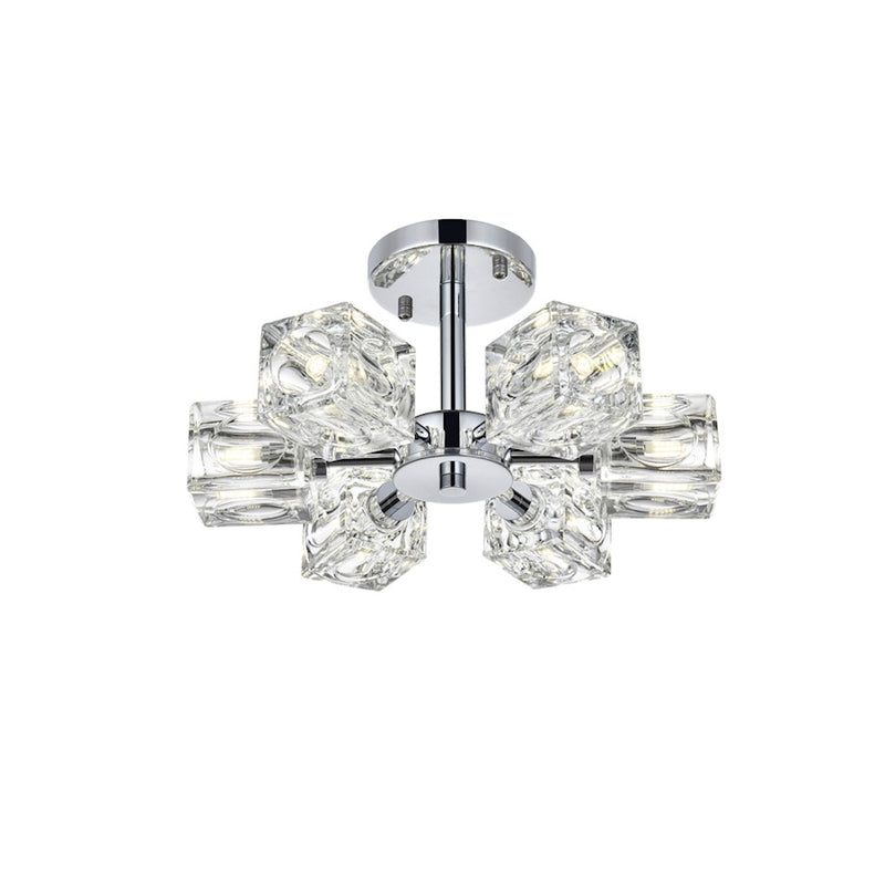Elegant Lighting Lyra 6 Light 14" Flush Mount, Chrome/Clear