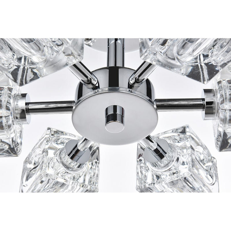 Elegant Lighting Lyra 6 Light 14" Flush Mount, Chrome/Clear
