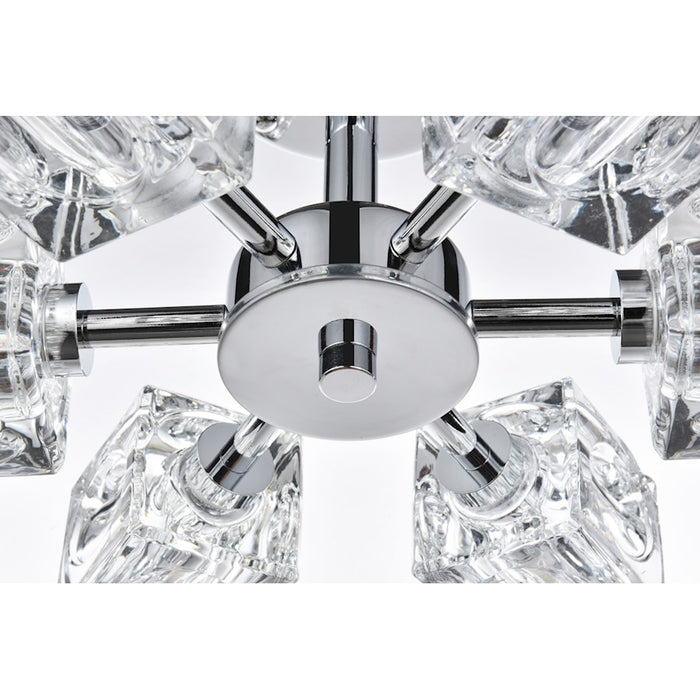 Elegant Lighting Lyra 6 Light 14" Flush Mount, Chrome/Clear