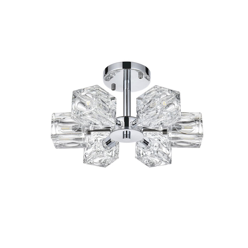 Elegant Lighting Lyra 6 Light 14" Flush Mount, Chrome/Clear