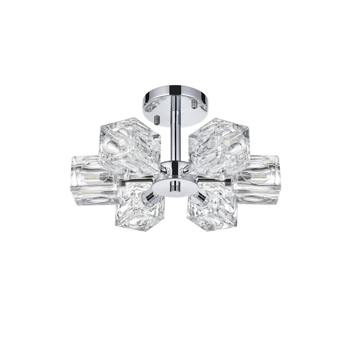 Elegant Lighting Lyra 6 Light 14" Flush Mount, Chrome/Clear