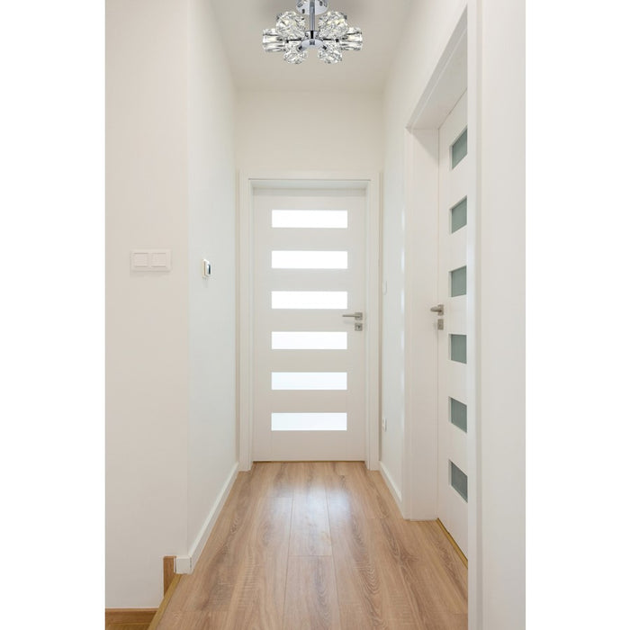 Elegant Lighting Lyra 6 Light 14" Flush Mount, Chrome/Clear