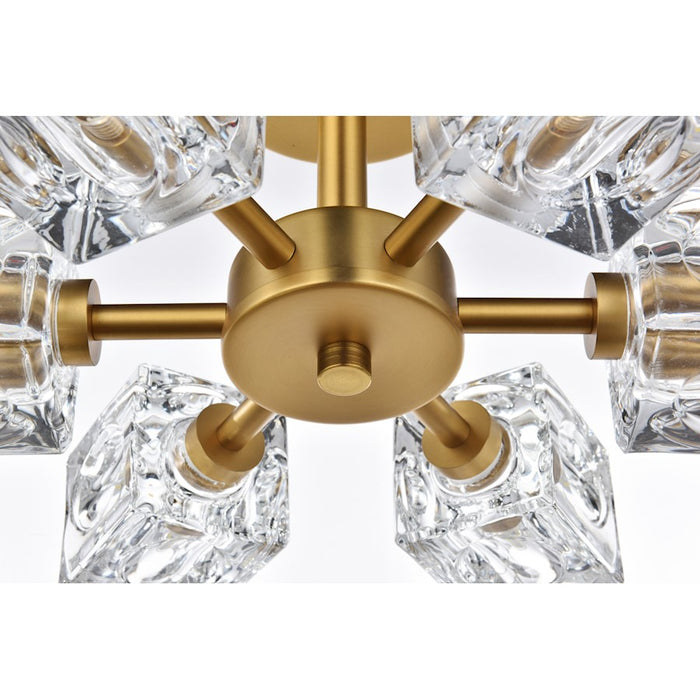 Elegant Lighting Lyra 6 Light 14" Flush Mount, Satin Gold/Clear