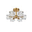 Elegant Lighting Lyra 6 Light 14" Flush Mount, Satin Gold/Clear