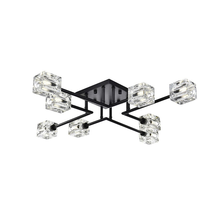 Elegant Lighting Lyra 8 Light 32" Flush Mount, Black/Clear