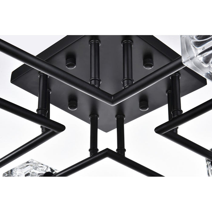 Elegant Lighting Lyra 8 Light 32" Flush Mount, Black/Clear
