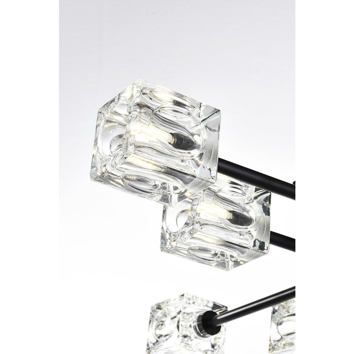 Elegant Lighting Lyra 8 Light 32" Flush Mount, Black/Clear