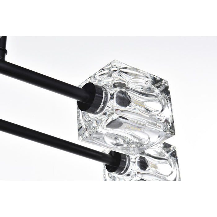 Elegant Lighting Lyra 8 Light 32" Flush Mount, Black/Clear