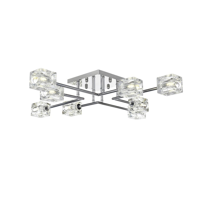 Elegant Lighting Lyra 8 Light 32" Flush Mount, Chrome/Clear