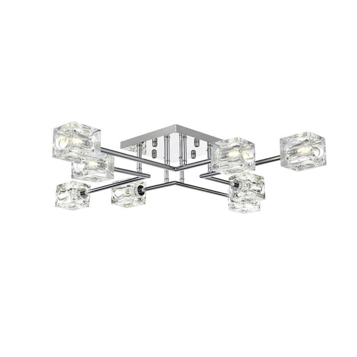 Elegant Lighting Lyra 8 Light 32" Flush Mount, Chrome/Clear - LD920F32C