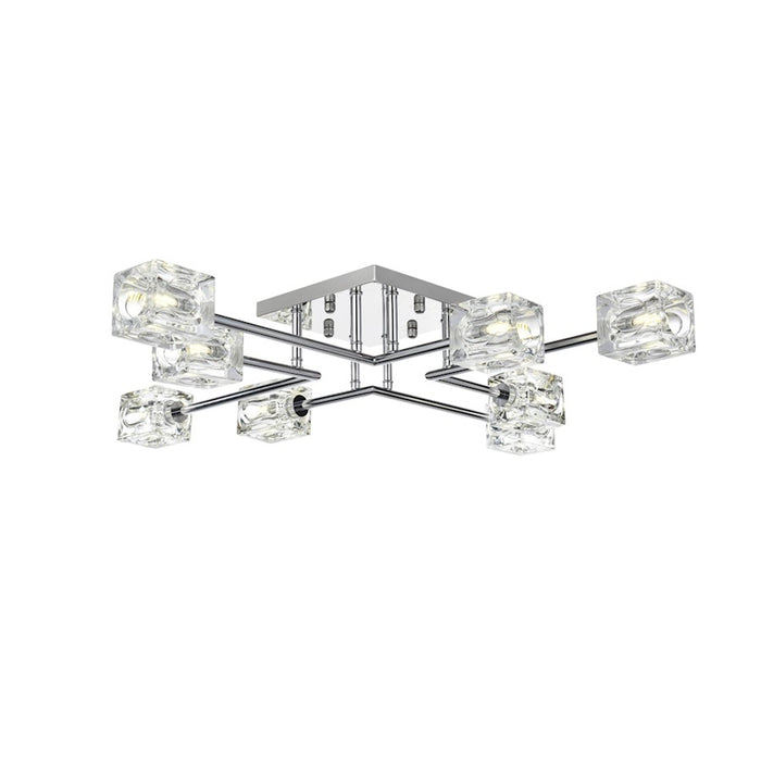 Elegant Lighting Lyra 8 Light 32" Flush Mount, Chrome/Clear - LD920F32C