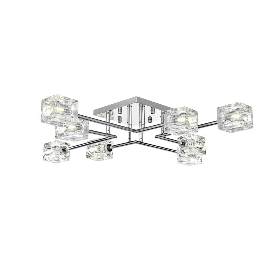 Elegant Lighting Lyra 8 Light 32" Flush Mount, Chrome/Clear - LD920F32C
