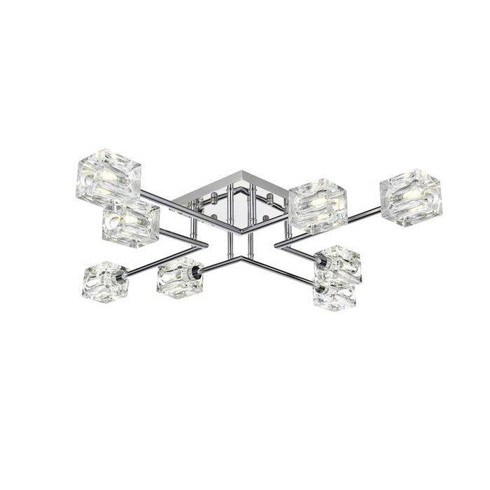 Elegant Lighting Lyra 8 Light 32" Flush Mount, Chrome/Clear