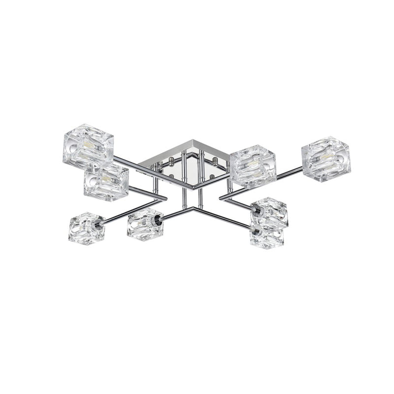 Elegant Lighting Lyra 8 Light 32" Flush Mount, Chrome/Clear