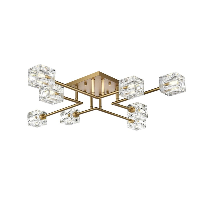 Elegant Lighting Lyra 8 Light 32" Flush Mount, Satin Gold/Clear