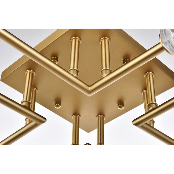Elegant Lighting Lyra 8 Light 32" Flush Mount, Satin Gold/Clear