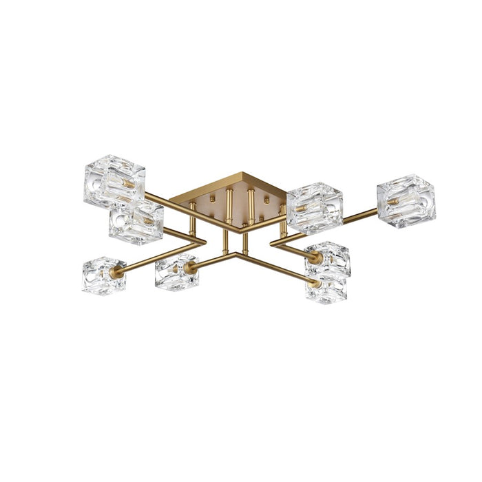 Elegant Lighting Lyra 8 Light 32" Flush Mount, Satin Gold/Clear