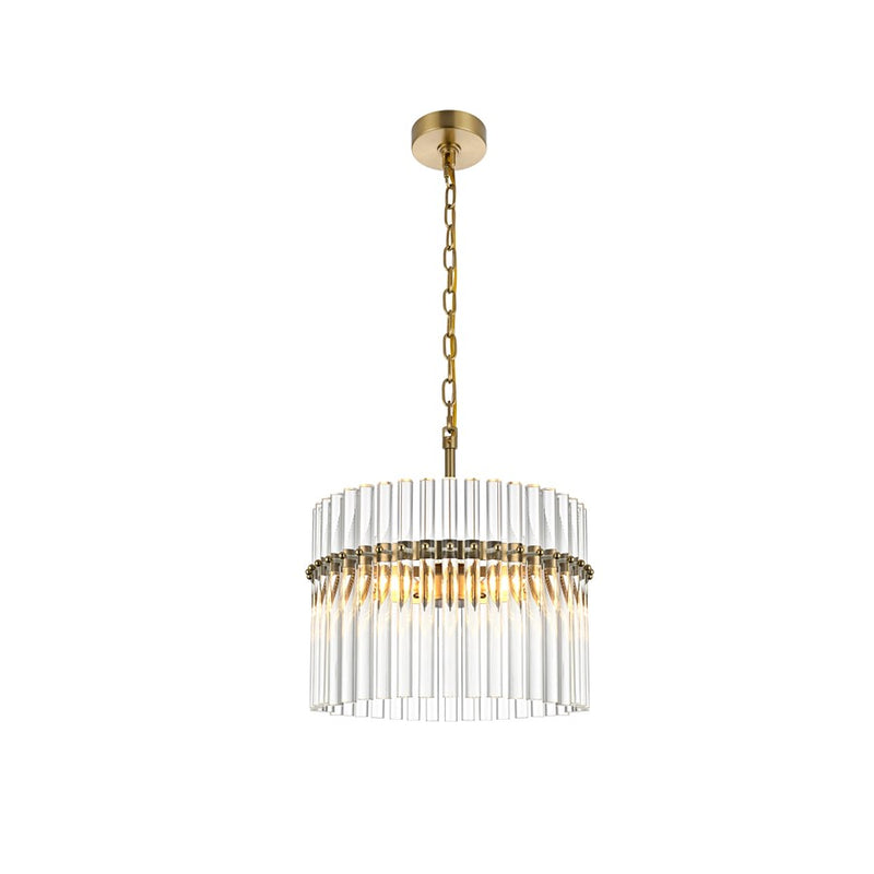 Living District Paulina 3 Light 16" Chandelier, Satin Gold