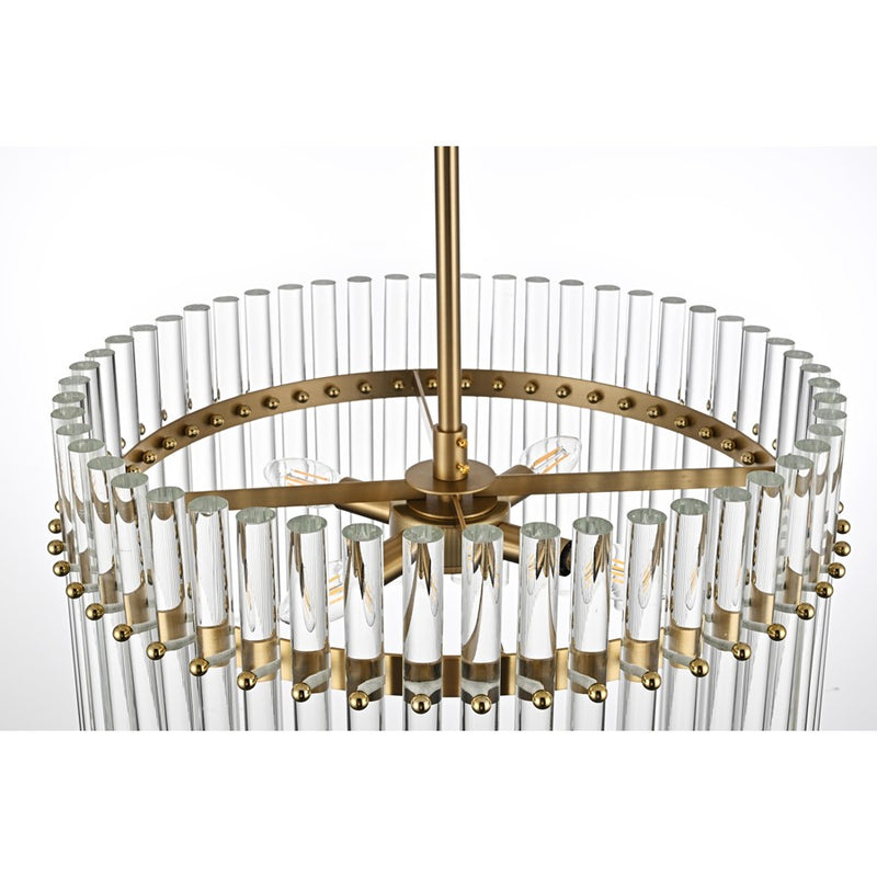 Living District Paulina 4 Light 20" Chandelier, Satin Gold
