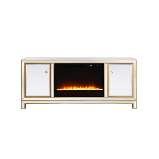 Elegant Decor Reflexion 60" TVCabinet/Stand/Crystal Fireplace, Gold