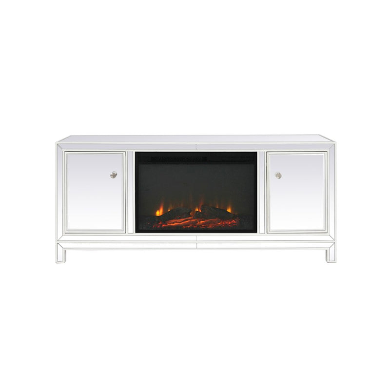 Elegant Decor Reflexion 60" TVCabinet/Stand/Wood Log Fireplace, WH